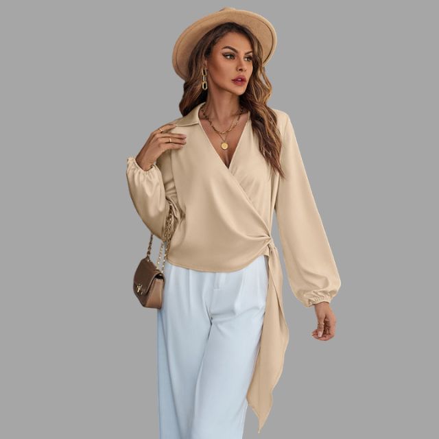 Rienna - Wrap blouse with V-neckline