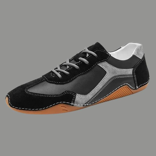 Sammy - Breathable genuine leather sneakers with corrugated sole design