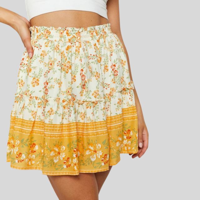 Isabella - Bohemian floral skirt with ruffles