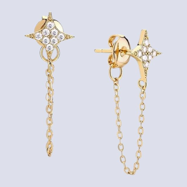 Lorraine - Tassel chain earring with star accent