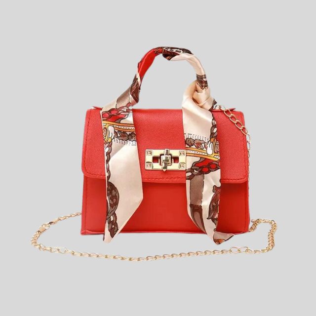 Kezia - Classic handbag with silk scarf and chain detail