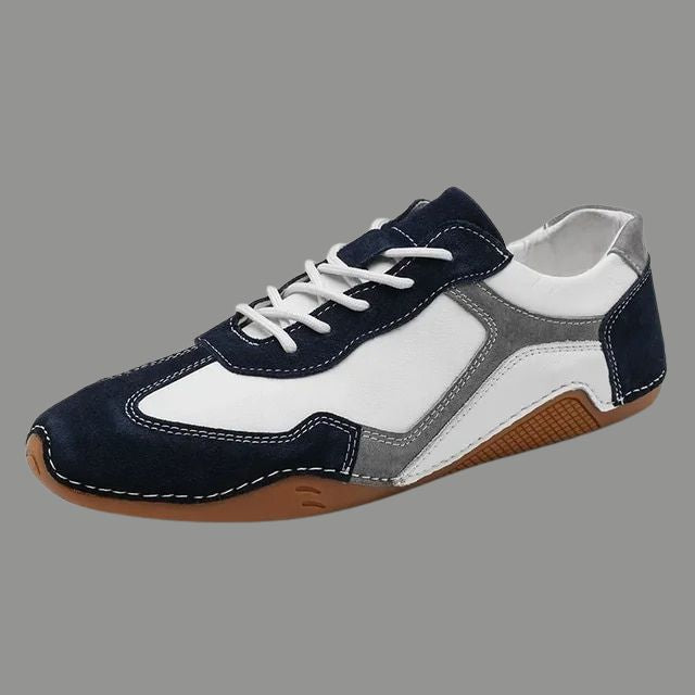 Sammy - Breathable genuine leather sneakers with corrugated sole design