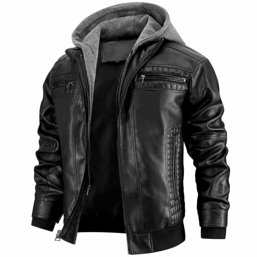 Yannick - Hooded leather jacket