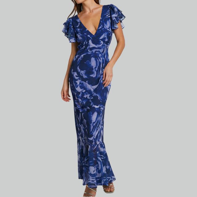 Dahlia - Ruched maxi dress with V-neckline