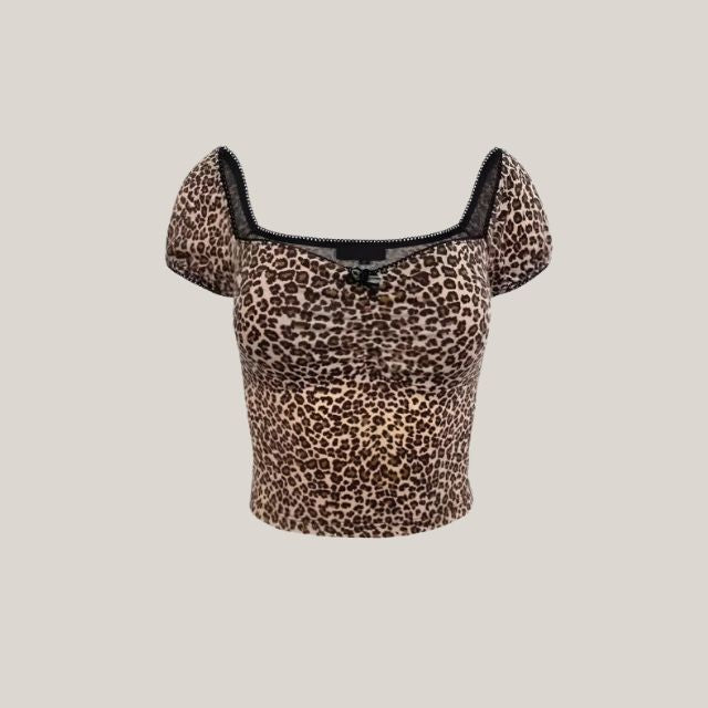 Zara - Leopard print crop top with vintage flair