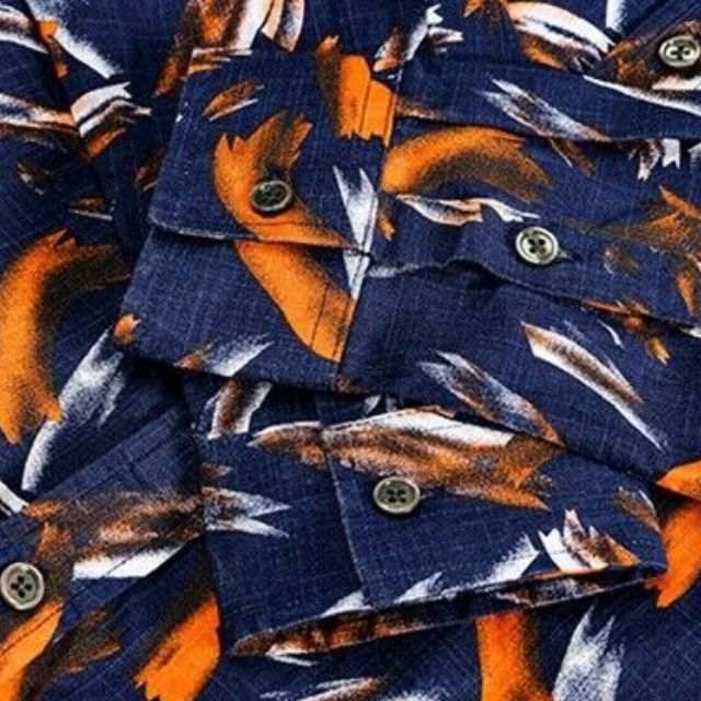 Phoenix - Shirt with turn-down collar and striking feather print