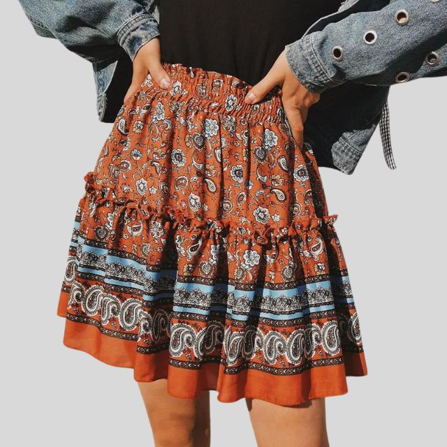 Isabella - Bohemian floral skirt with ruffles