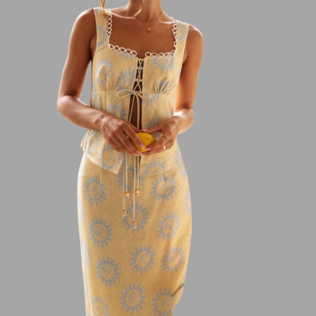 Selah - Boho chic maxi dress and top set with sunray print