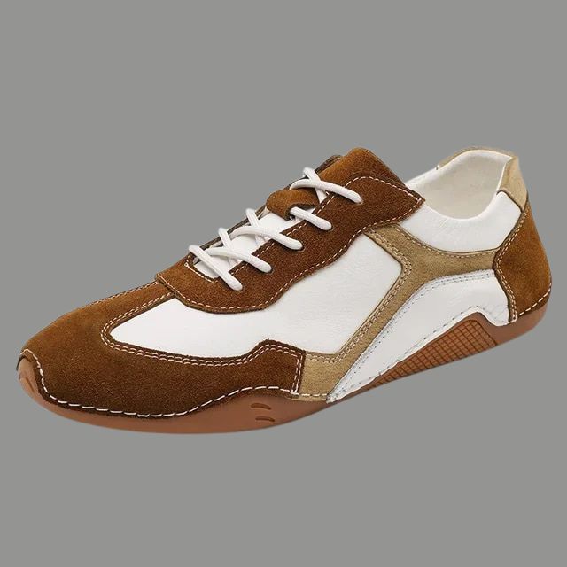 Sammy - Breathable genuine leather sneakers with corrugated sole design