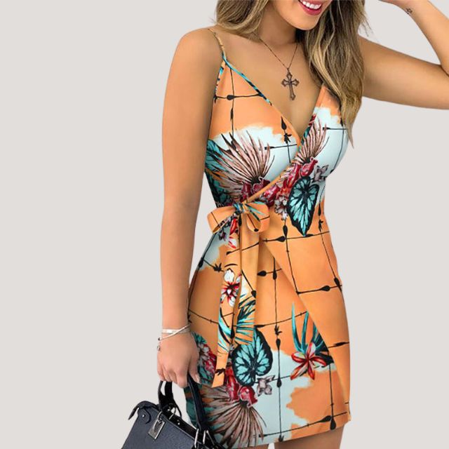 Tianna - Tropical print wrap dress