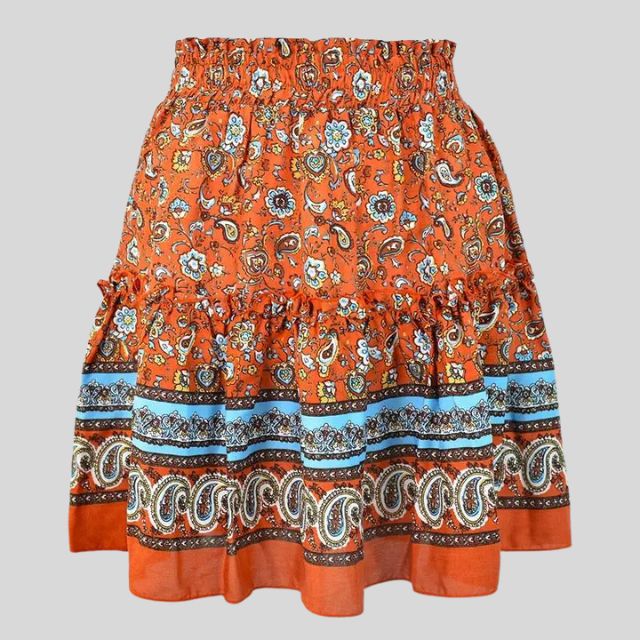 Isabella - Bohemian floral skirt with ruffles