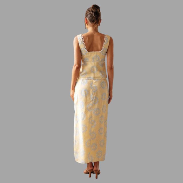 Selah - Boho chic maxi dress and top set with sunray print