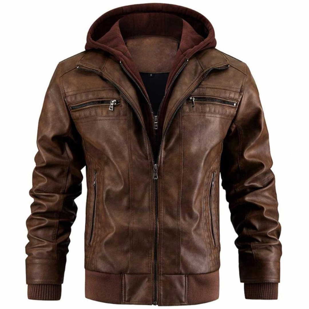 Yannick - Hooded leather jacket