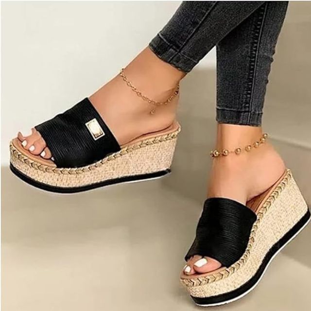 Marinella - Casual wedge heel sandals with espadrille sole