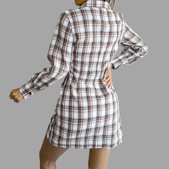 Valerie - Classic checked shirt dress with waistband