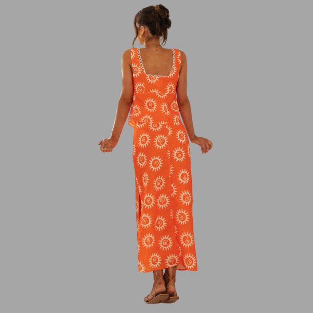 Selah - Boho chic maxi dress and top set with sunray print