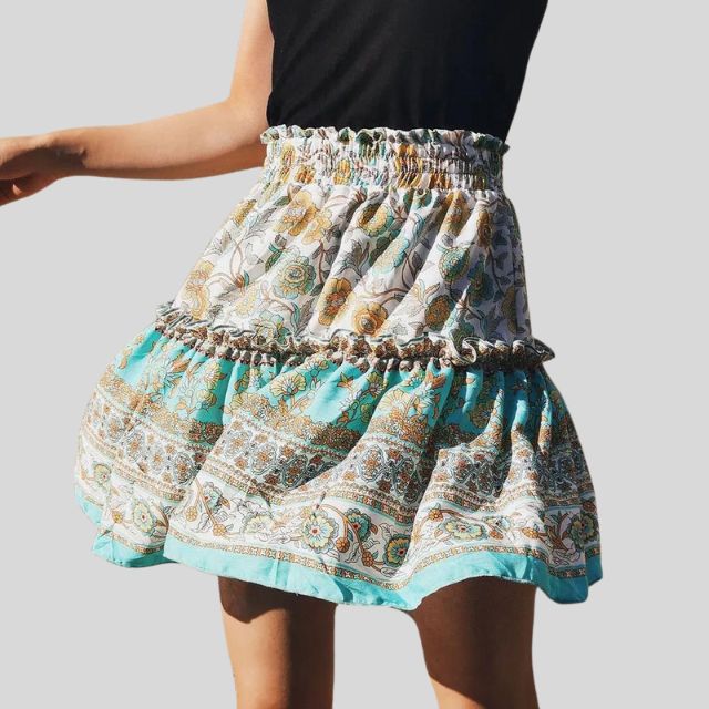 Isabella - Bohemian floral skirt with ruffles