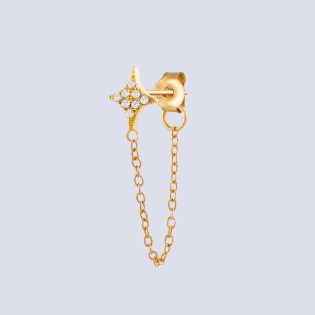 Lorraine - Tassel chain earring with star accent