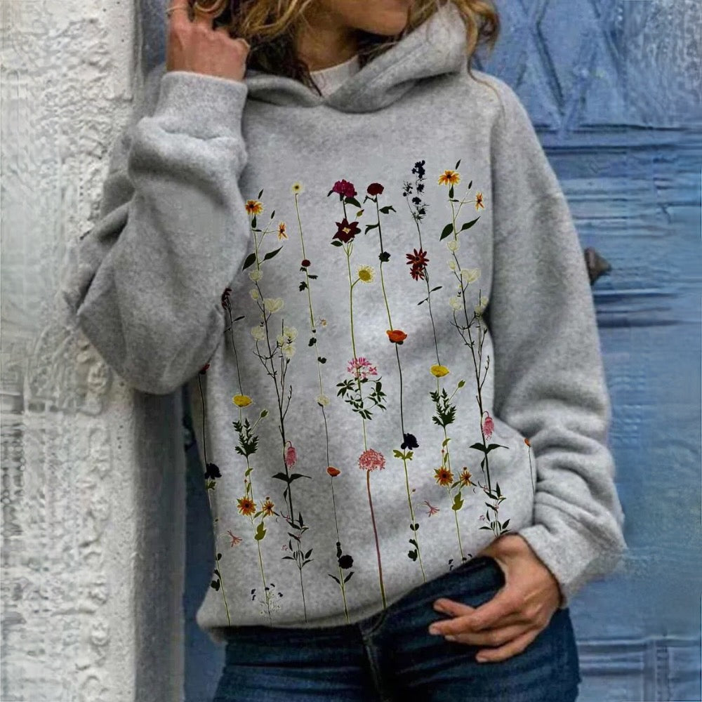 Hoodie with floral print