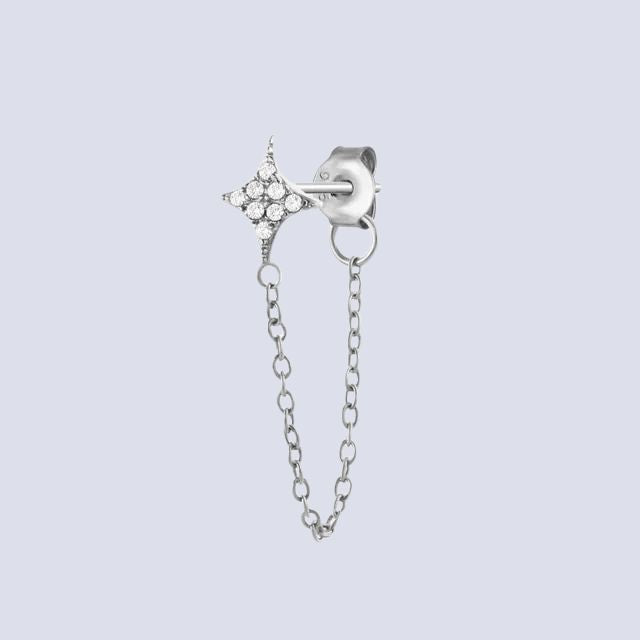 Lorraine - Tassel chain earring with star accent