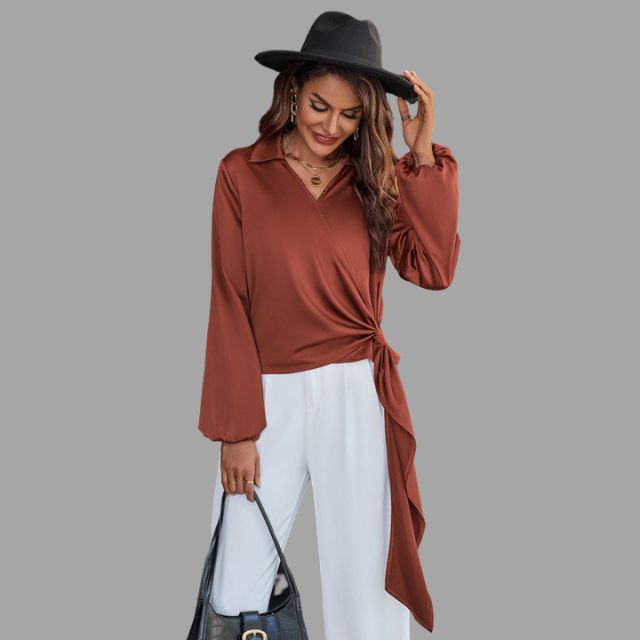 Rienna - Wrap blouse with V-neckline