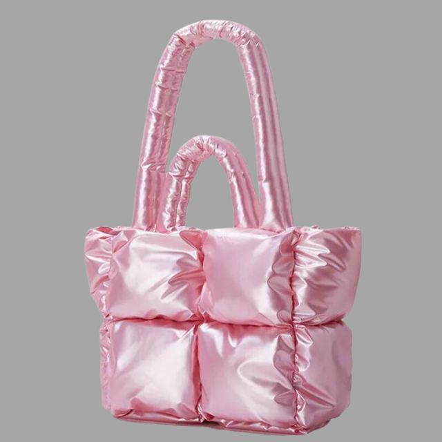 Aurora - Metallic puffer carrier bag with ruffled design