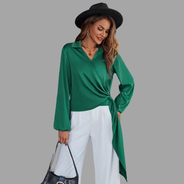 Rienna - Wrap blouse with V-neckline