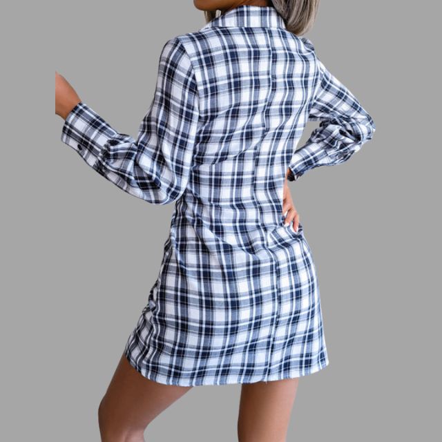 Valerie - Classic checked shirt dress with waistband