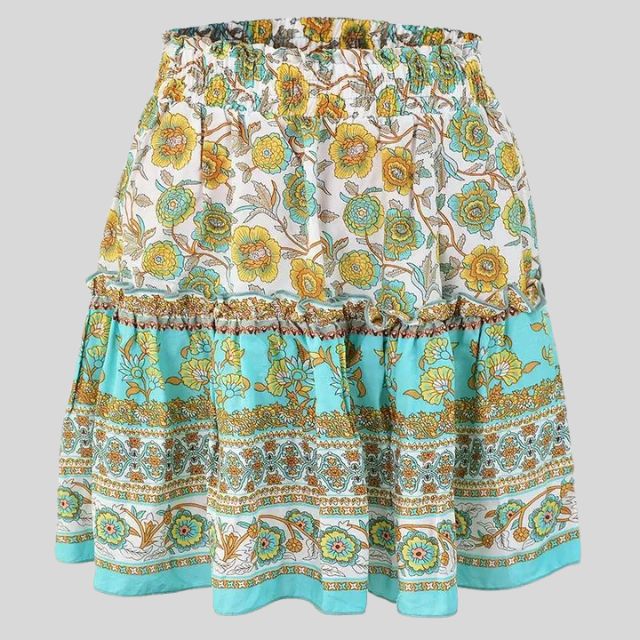 Isabella - Bohemian floral skirt with ruffles