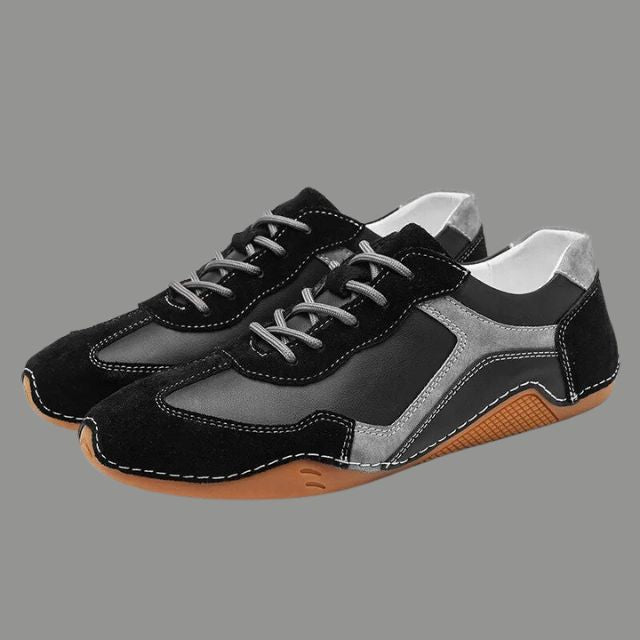 Sammy - Breathable genuine leather sneakers with corrugated sole design