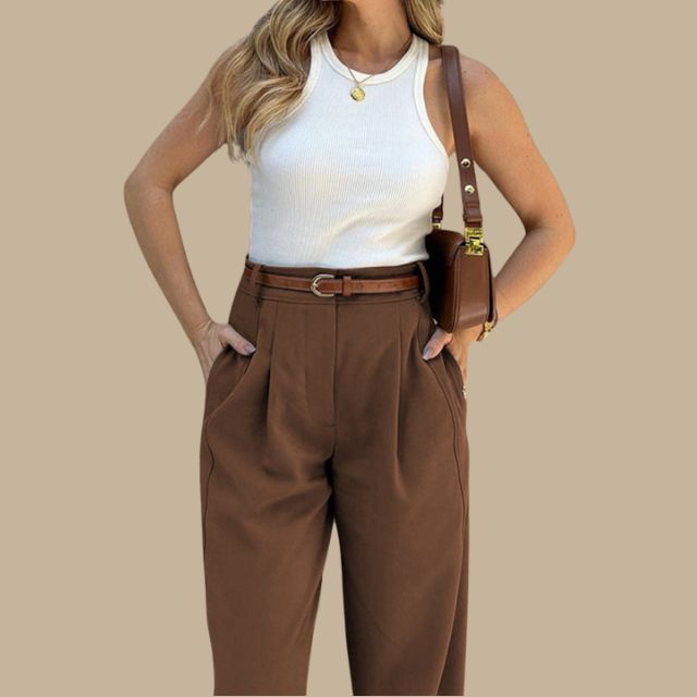 Rica - High-waisted cargo trousers with zip fastening