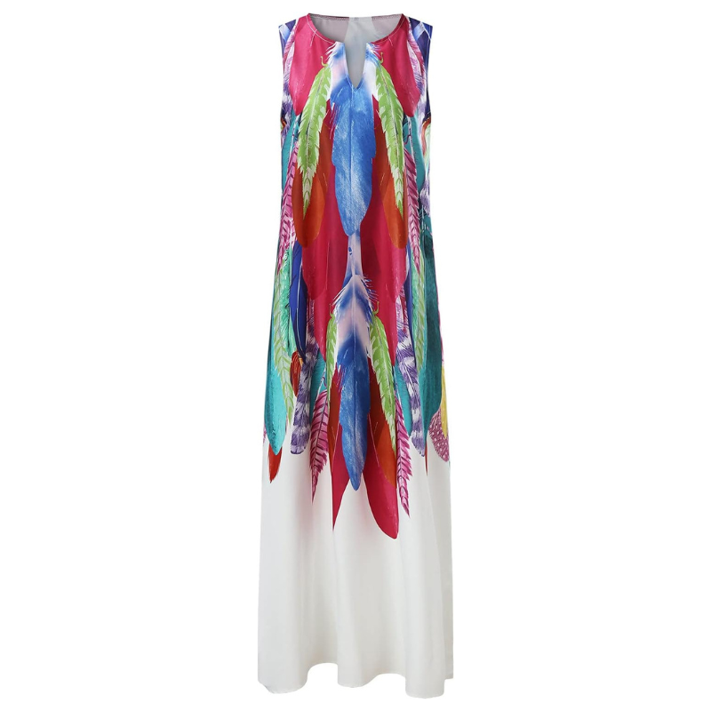 Synth - Maxi dress with feather pattern