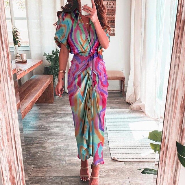 Boho Multicolour Print Dress