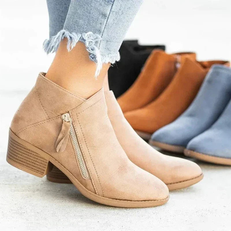 Suede ankle boots with heel