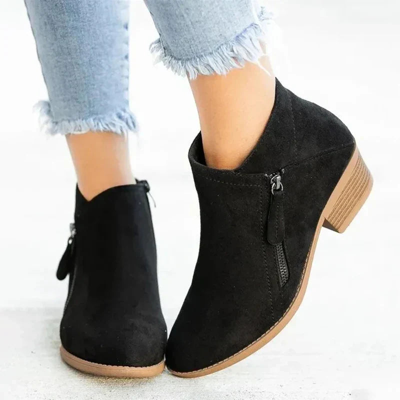 Suede ankle boots with heel