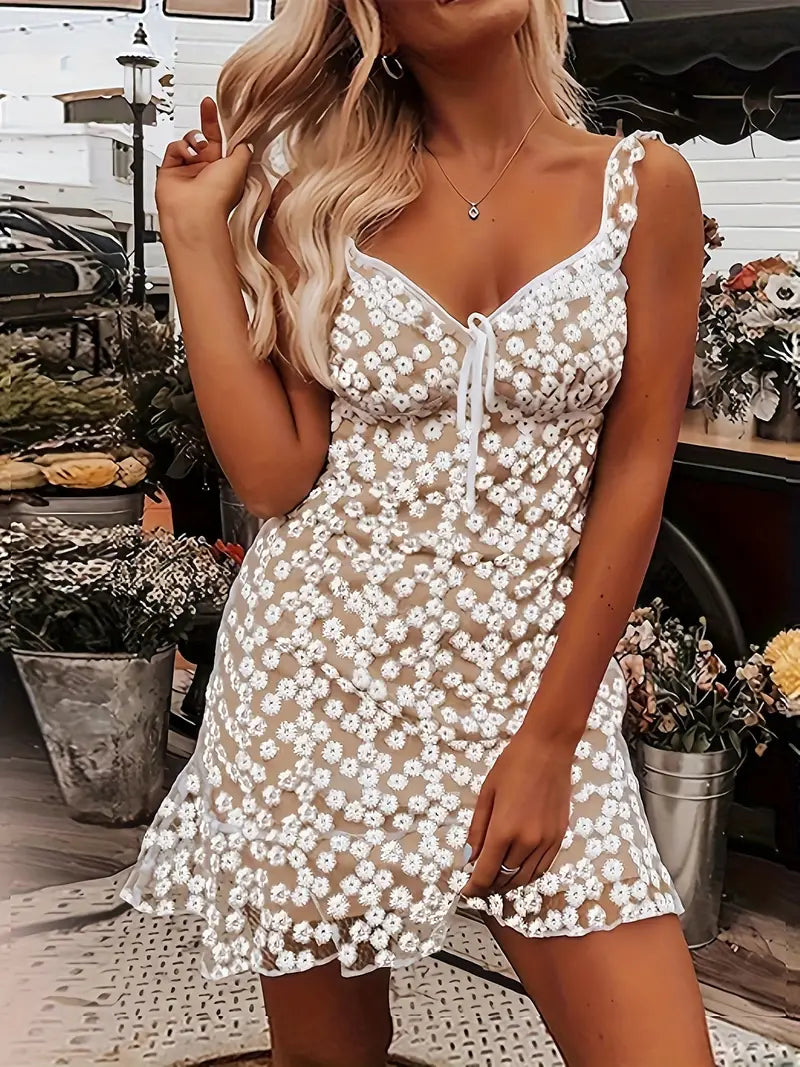 Plain Dress With Floral Pattern