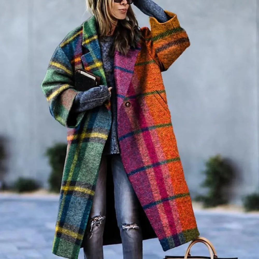 Alessandra - Trench coat with abstract print and wide lapel