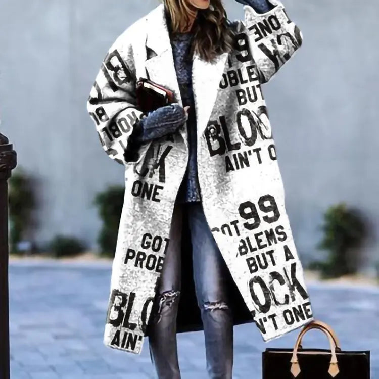 Alessandra - Trench coat with abstract print and wide lapel