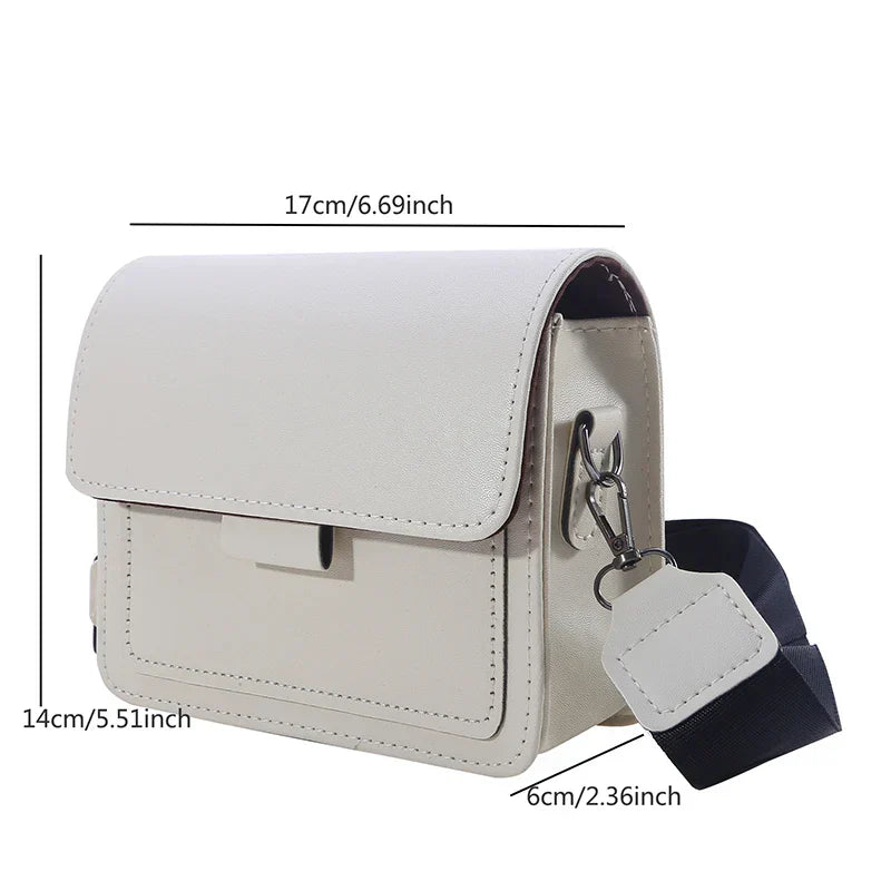 Ladies PU leather crossbody square bag with adjustable shoulder strap