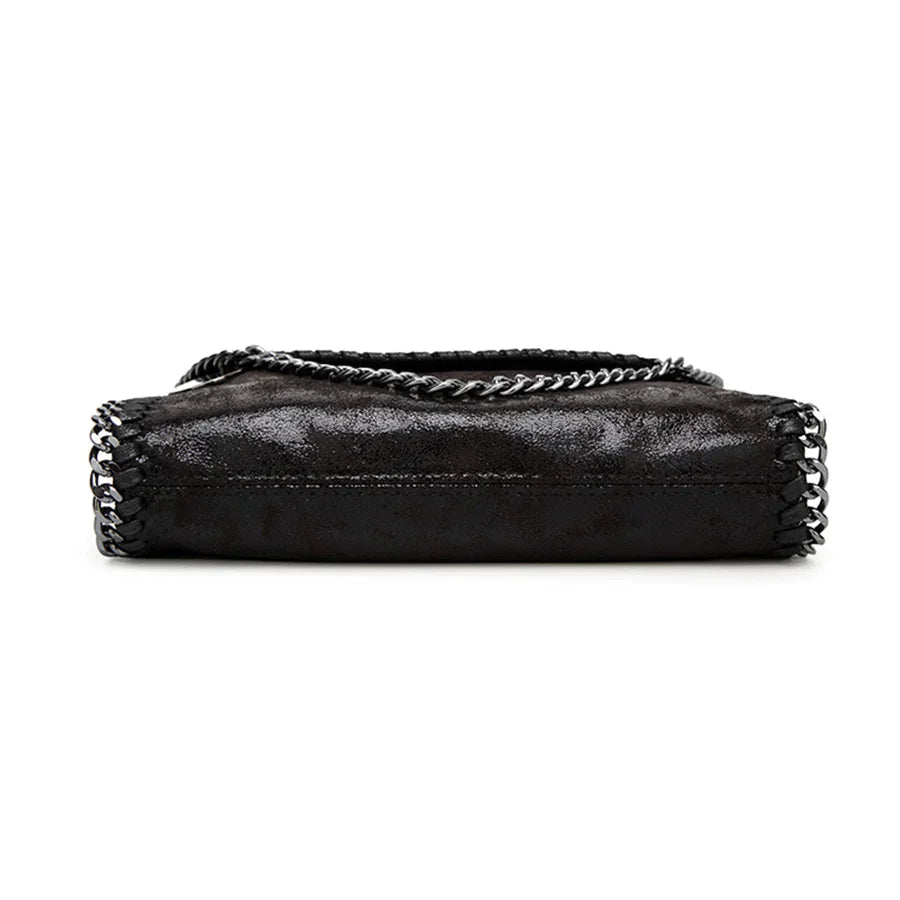 Isabel - Suede clutch with chain embellishment