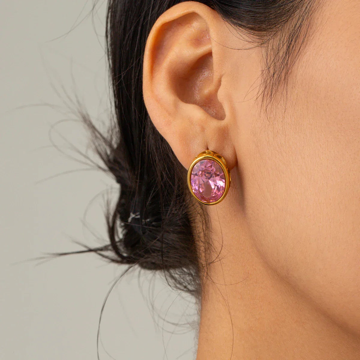 Gemina - Zircon stud earrings in gold setting