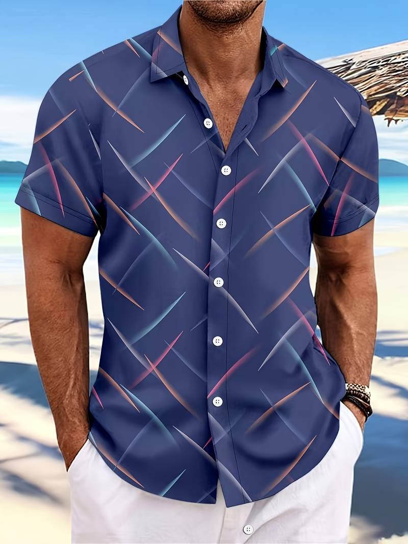 Adam – short-sleeved button-down shirt with a fashionable print