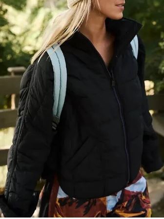 Stand-up collar quilted jacket