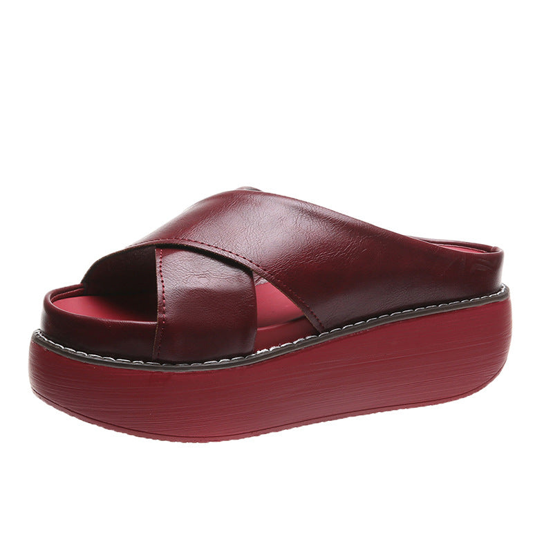 Portia - soft platform sandals with thick leather heel