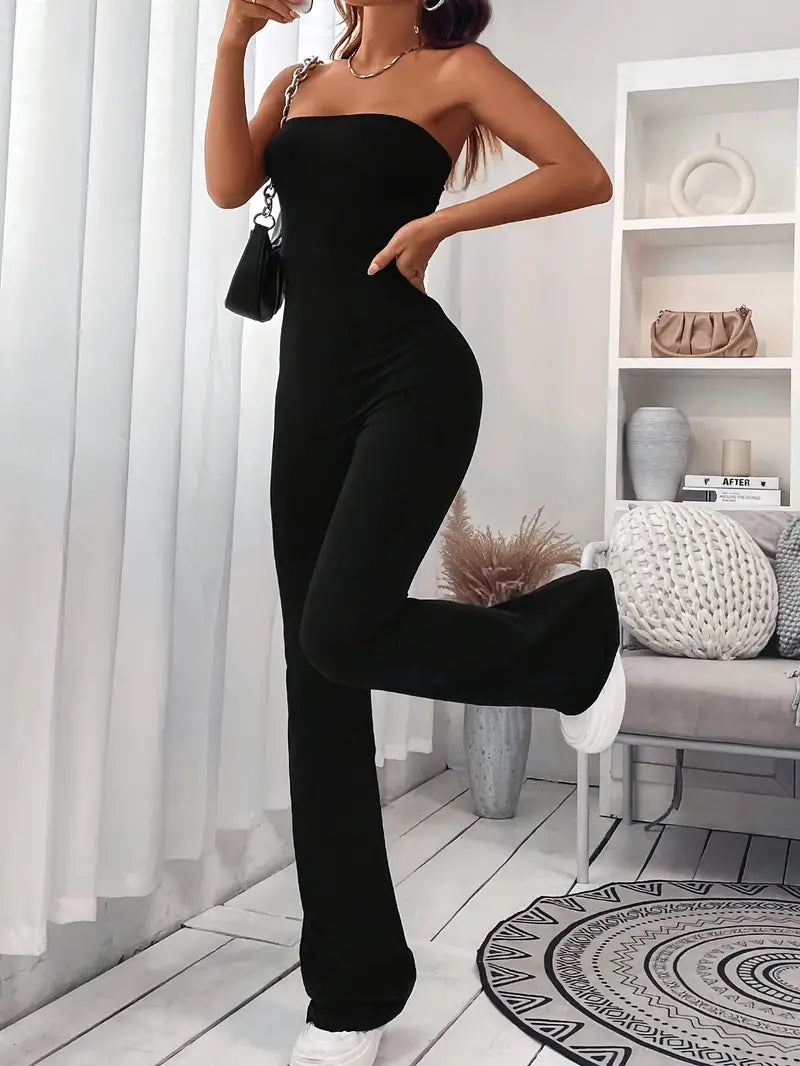 Sturdy Jumpsuit With Wide Legs and Flared Legs