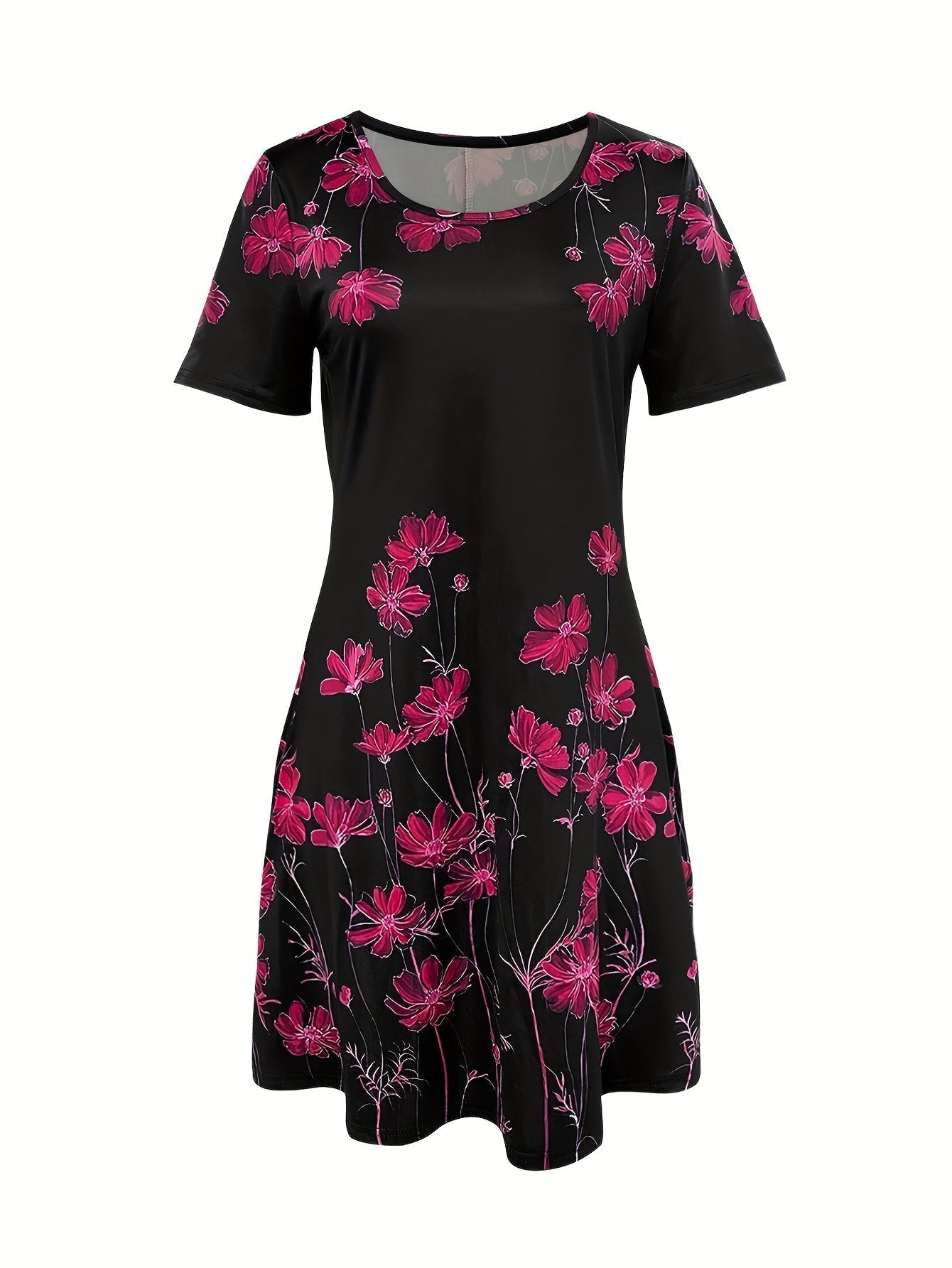 Valentina | Women's Floral Print Dress | Black