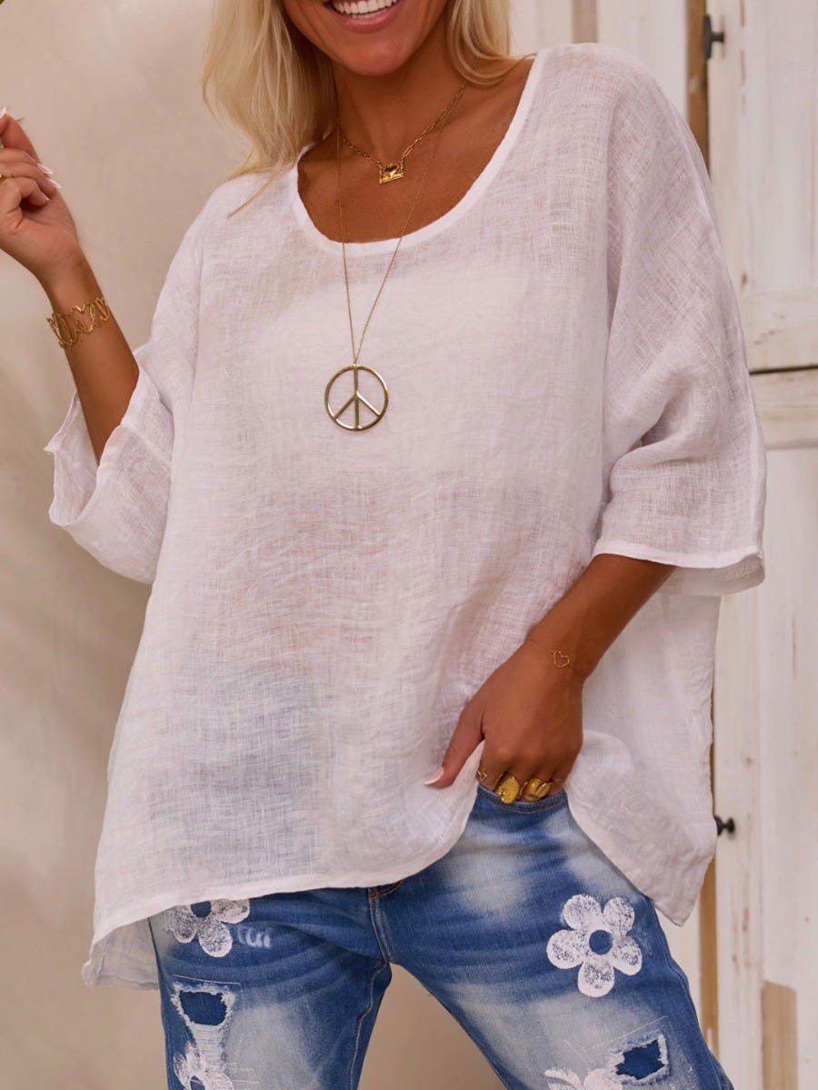 Women's Cotton And Linen Casual Loose Tops