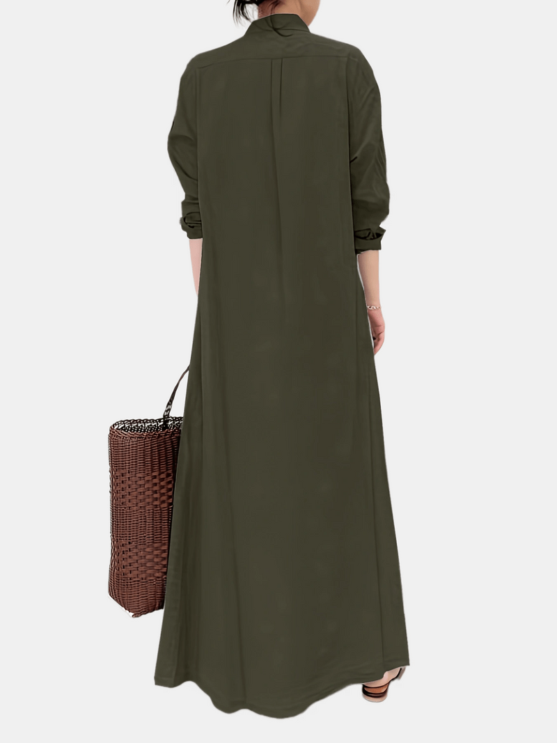 Janel - Single-coloured kaftan dress with button fastening