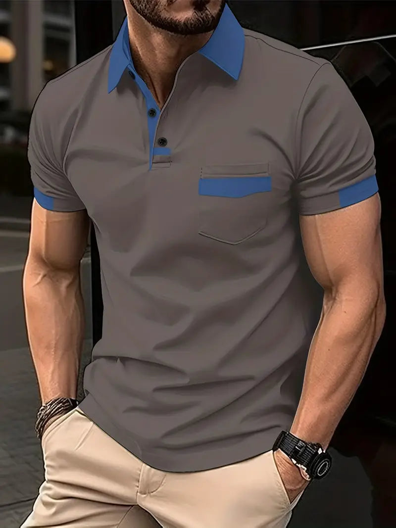 Daniel – colorful short-sleeved lapel shirt with chest pocket for spring/summer