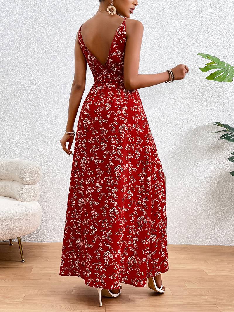 Hazel - Floral Cami Dress With Side Slits